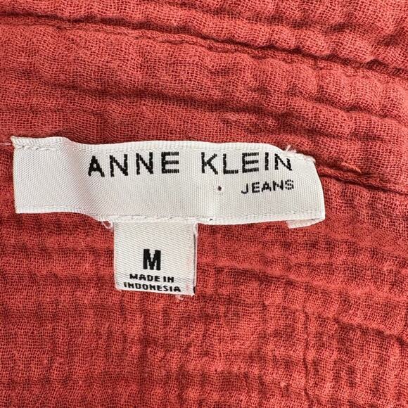 Anne Klein Jeans Lucile Dusty Cedar Gauze Fall Button Up Womens Sz M - Picture 4 of 6
